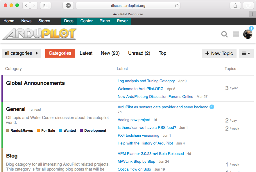 https://discuss.ardupilot.org/c/blog